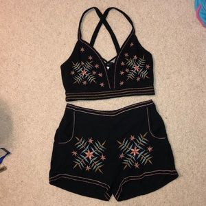 american eagle crop shorts set